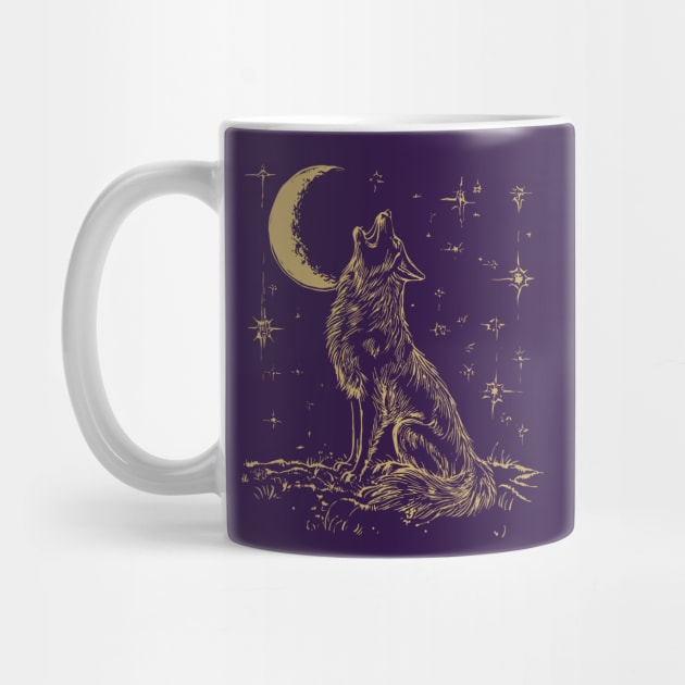 Howling Wolf at Night - Neo Folk Boho Style by TuncGK